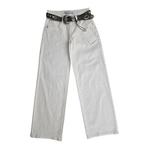 Telepatía White Wide-Leg Low Rise Size 0/24 Jeans Belt Included